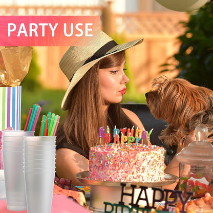 Honeydak 15 Pack Tumbler with Straw and Lid Bulk Cups for Gifts Water Bottle Iced Coffee Travel Mug Cup Reusable Plastic Tumblers for Party Birthdays 24-27 oz (Solid Color)