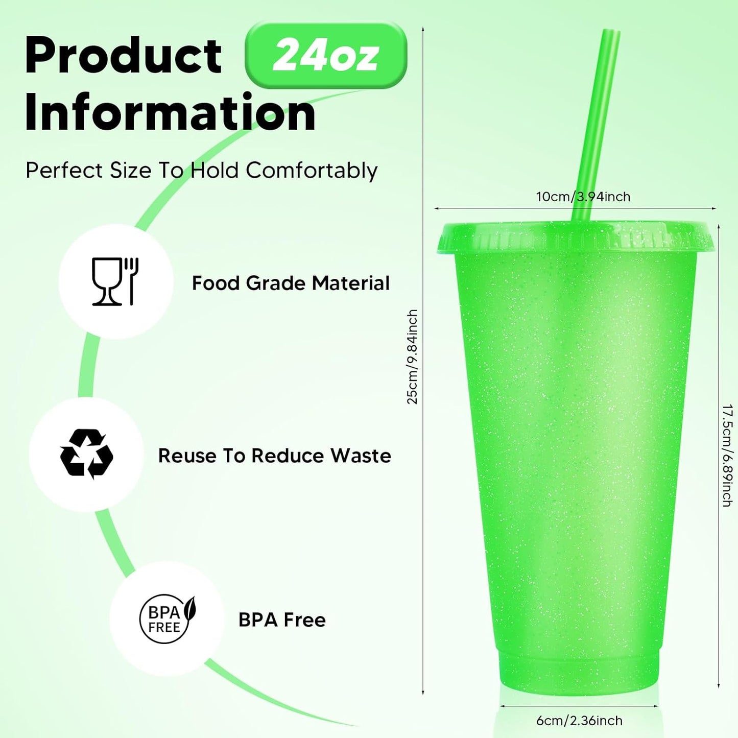 24 Pack Plastic Tumblers with Lids and Straw, Reusable Cups with Lids and Straws Colorful Cups for Cold Drink Iced Coffee, Plastic Tumbler Bulk for Party Birthday Gifts (24 oz, Stylish Colors)