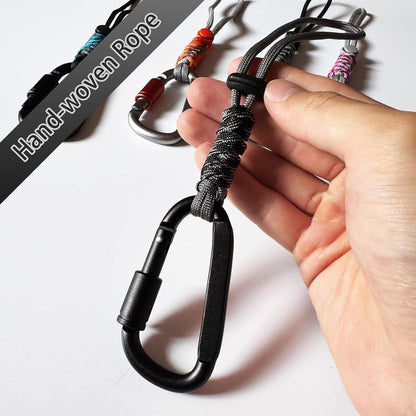 Paracord Keychain/Carabiner Clip - Jaymokes D Ring Metal Hook for Water Bottle, Key, Backpacks and More
