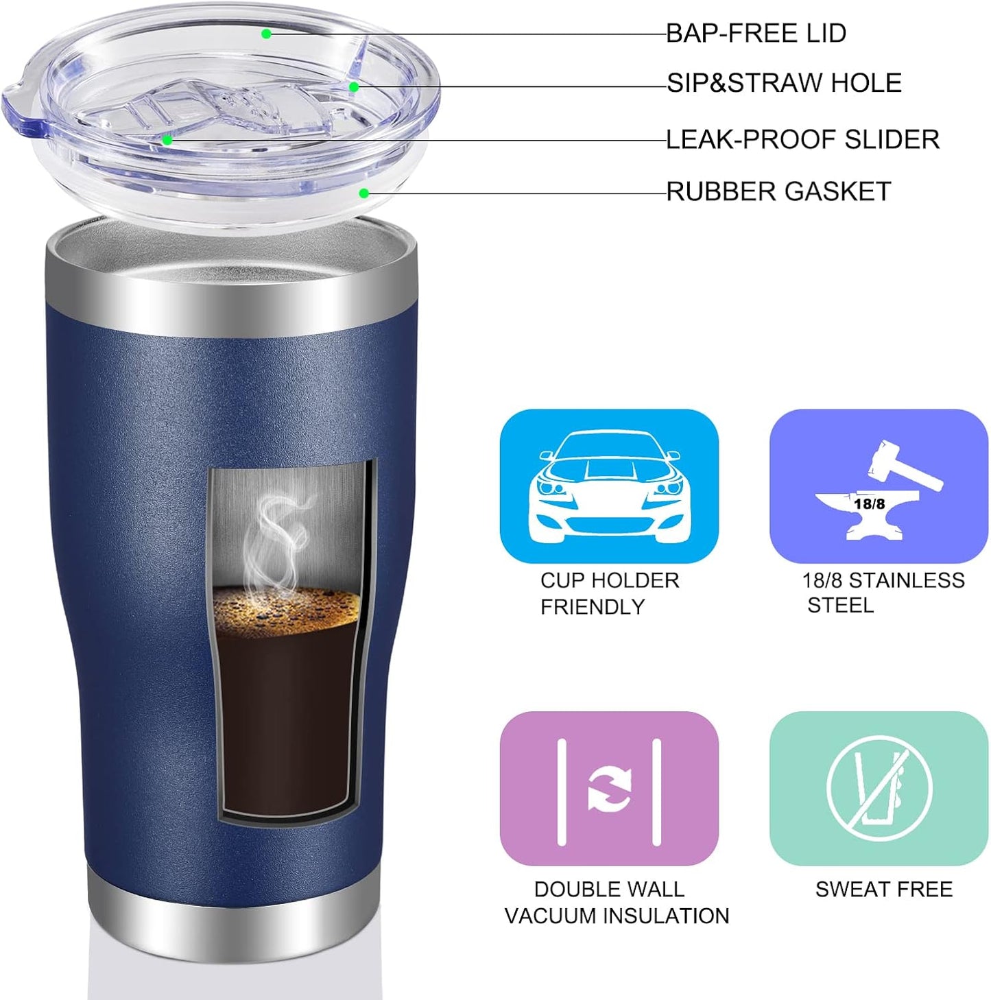 VEGOND 20oz Tumbler Stainless Steel Tumbler Cup with Lid And Straw Vacuum Insulated Double Wall Travel Coffee Mug(Orange 1 Pack)