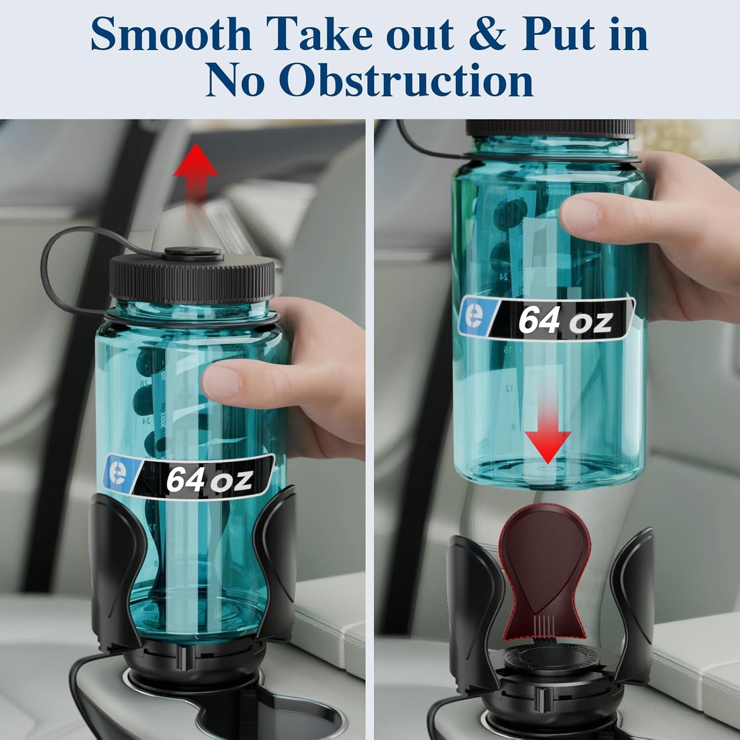 Car Cup Holder Expander, Cup Holder Extender Adapter with Expandable Arm and Adjustable Base, Compatible with Yeti Ramblers 14-64oz, Hydro Flasks 18-64oz Most Coffee Mugs Bottles & Cups