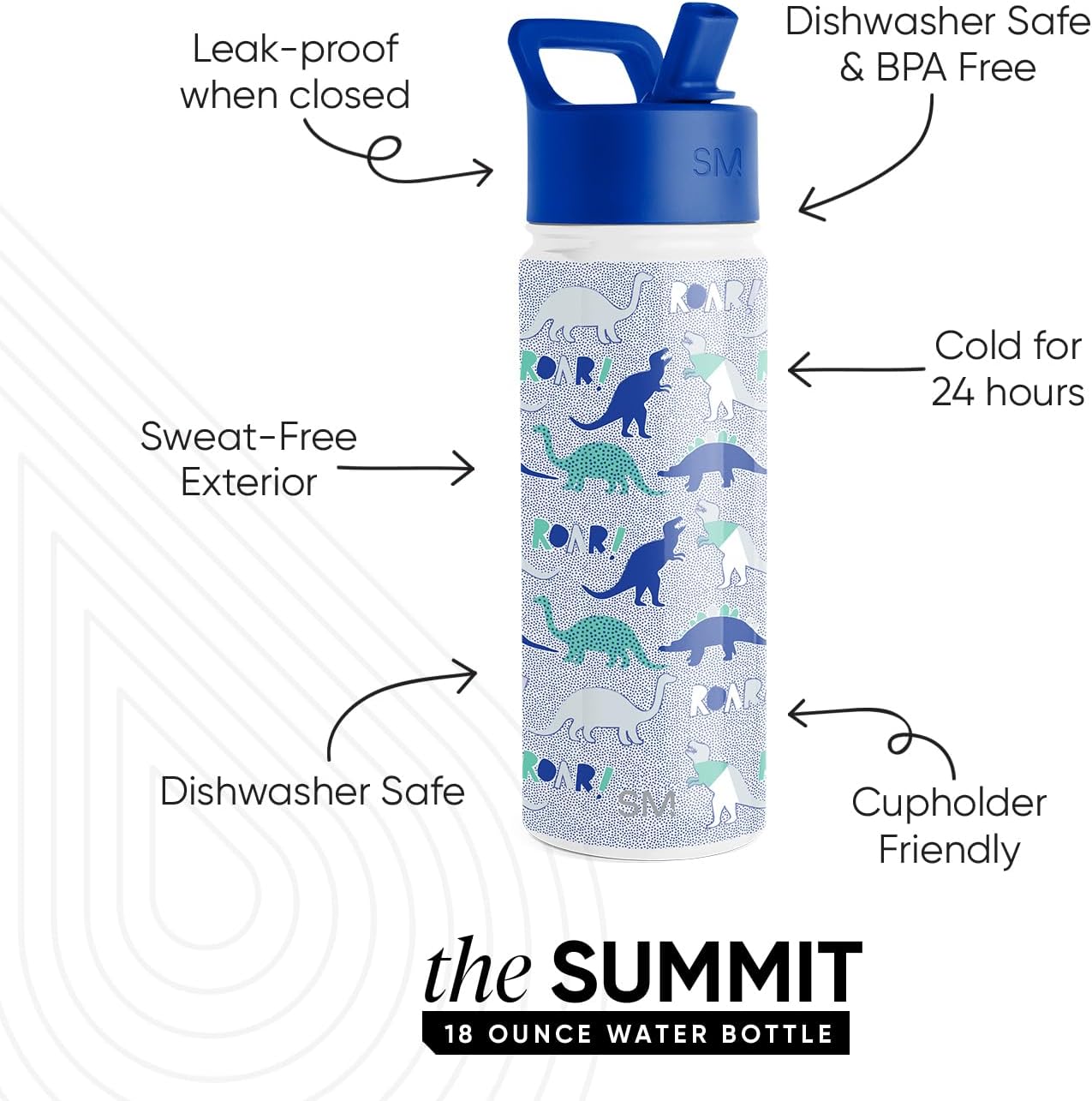 Simple Modern Kids Water Bottle with Straw Lid | 14oz Insulated Stainless Steel Kids Tumbler & Spill Proof Toddler Cup for School, Girls, Boys | Summit | Chloe Floral - Colors B