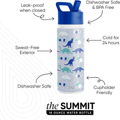 Simple Modern Kids Water Bottle with Straw Lid | 14oz Insulated Stainless Steel Kids Tumbler & Spill Proof Toddler Cup for School, Girls, Boys | Summit | Chloe Floral - Colors B