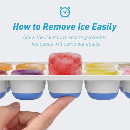 ChefAide 4‑Pack Ice Cube Trays with Lids, 56‑Cube Total Stackable Freezer Ice Trays, Durable Silicone & Plastic Easy‑Release Ice Molds for Cocktails, Coffee & Drinks