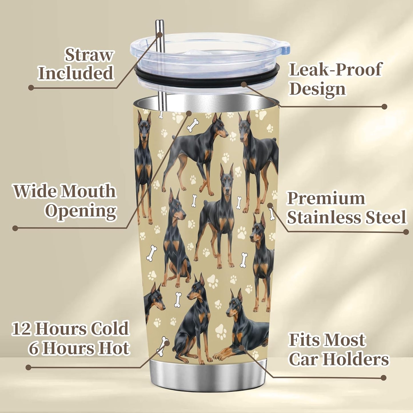 Beagle Gifts for Women Men, 40oz Stainless Steel Insulated Tumbler Travel Cup Mug, Funny and Unique Beagle Gifts for Dog Lover - Colors B