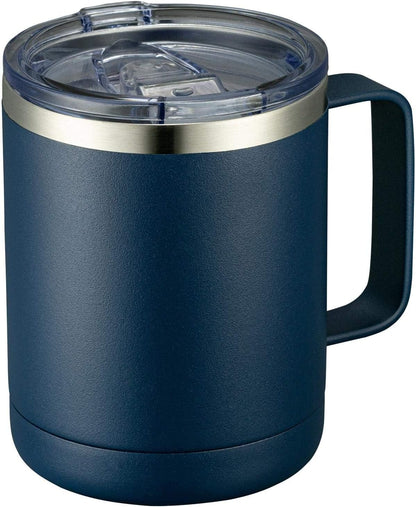 MEWAY 12oz Coffee Mug With Handle and Sliding Lid,Stainless Steel Travel Tumbler Cup with Handle,Double Wall Vacuum Insulated Camping Cup for Hot & Cold Drinks Tea (Black,Set of 1