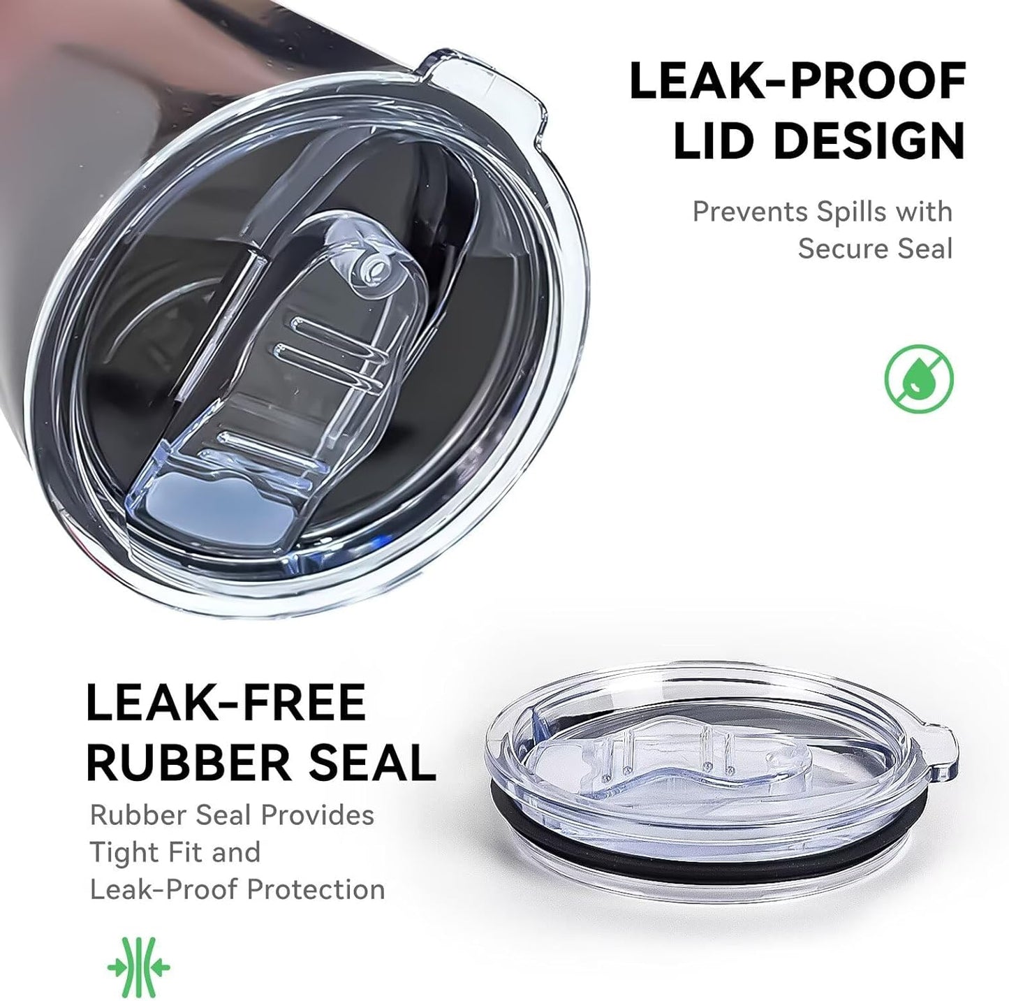 Tumbler Lid Replacement 2 Pack for 20 oz Tumblers - Compatible with Yeti Rambler & More 3.2" Mugs, Spill Proof and Splash Resistant Crystal Clear Sliding Lids, BPA-Free, Straw Friendly
