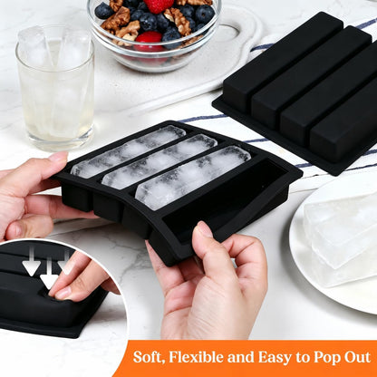 Webake Silicone Water Bottle Ice Cube Trays Mold Set of 2, Easy Release Long Ice Cube Sticks For Cocktail and Whisky