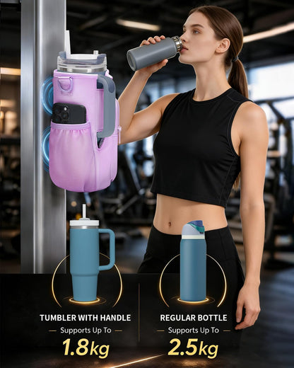 sportsnew Magnetic Gym Bag for Women Men, Crossbody Insulated Cup Sleeve Water Bottle Carrier Holder with Strap for 40oz Tumbler with Handle, 4 Built-in Magnets Small Gym Bag for Workout, Walking