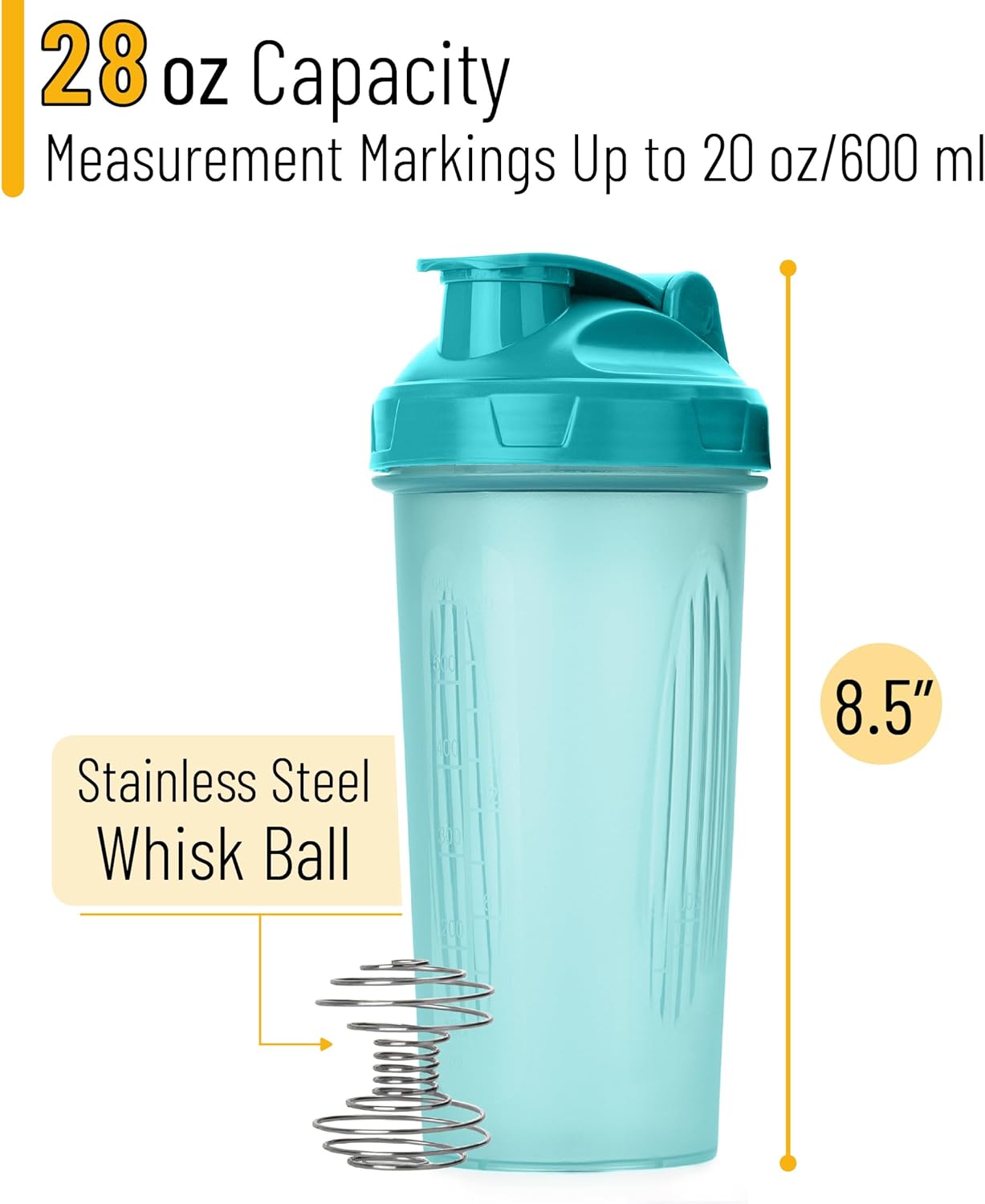Mr. Pen- Shaker Bottles for Protein Mixes, 28 oz, Leak Proof Shaker Cups with Stainless Steel Wire Whisk Ball for Protein Shakes and Pre Workout