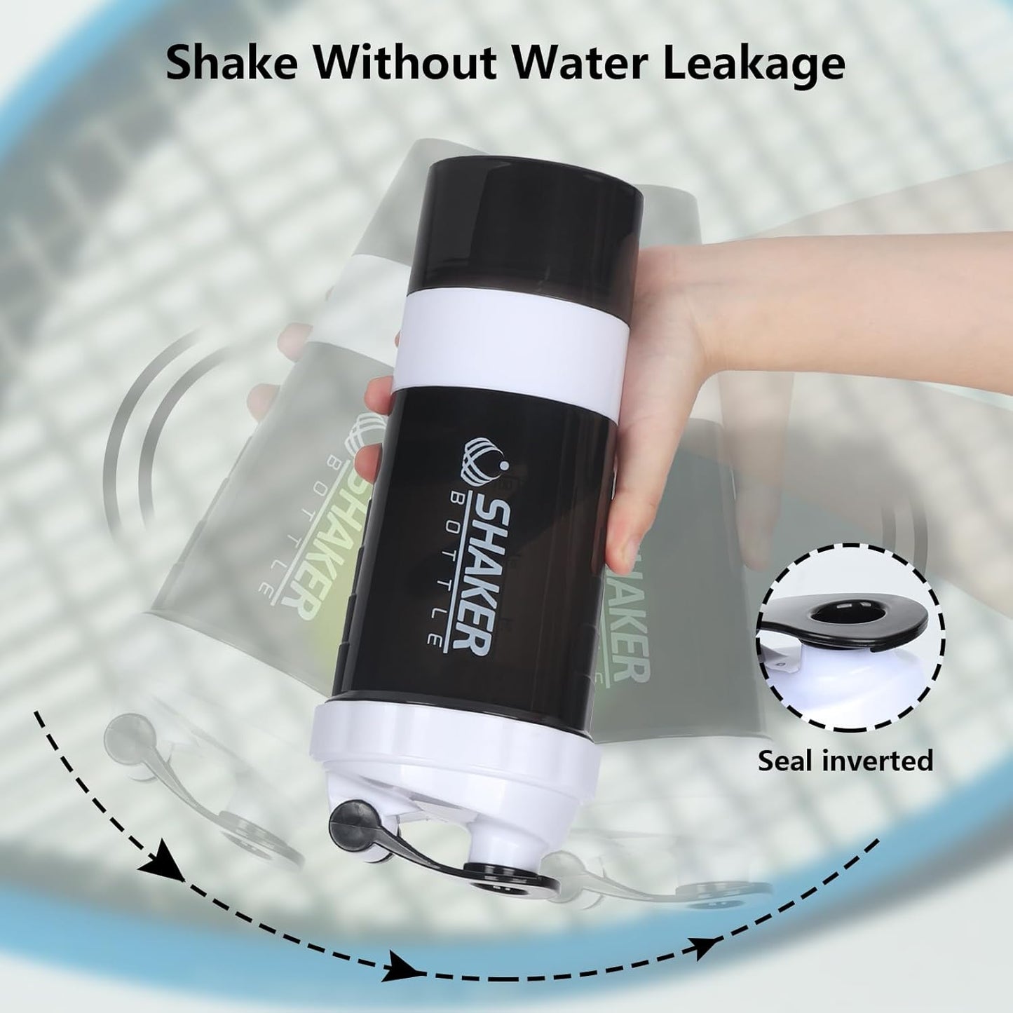 XTK Shaker Bottle 16OZ Protein Shaker Bottles with Mix Ball Sports Water Bottle Leak Proof GYM Cup for Protein Mixes with Powder Storage & Pill Organizer, Ideal for Pre Workout,BPA Free(black)
