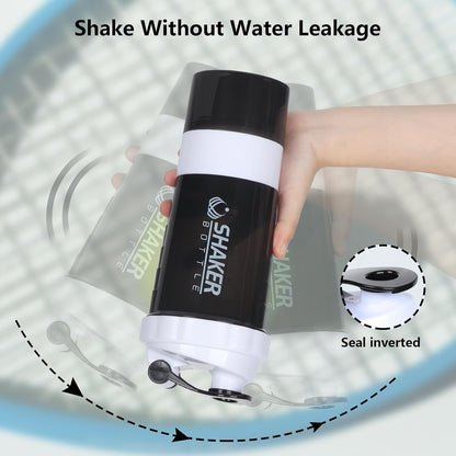 XTK Shaker Bottle 16OZ Protein Shaker Bottles with Mix Ball Sports Water Bottle Leak Proof GYM Cup for Protein Mixes with Powder Storage & Pill Organizer, Ideal for Pre Workout,BPA Free(black)