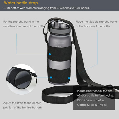 Universal Water Bottle Carrier Sling with Adjustable Shoulder Strap for Walking Short Hiking, Water Bottle Holder for 16-64 oz Wide Mouth Bottles (Exclude Water Bottle)