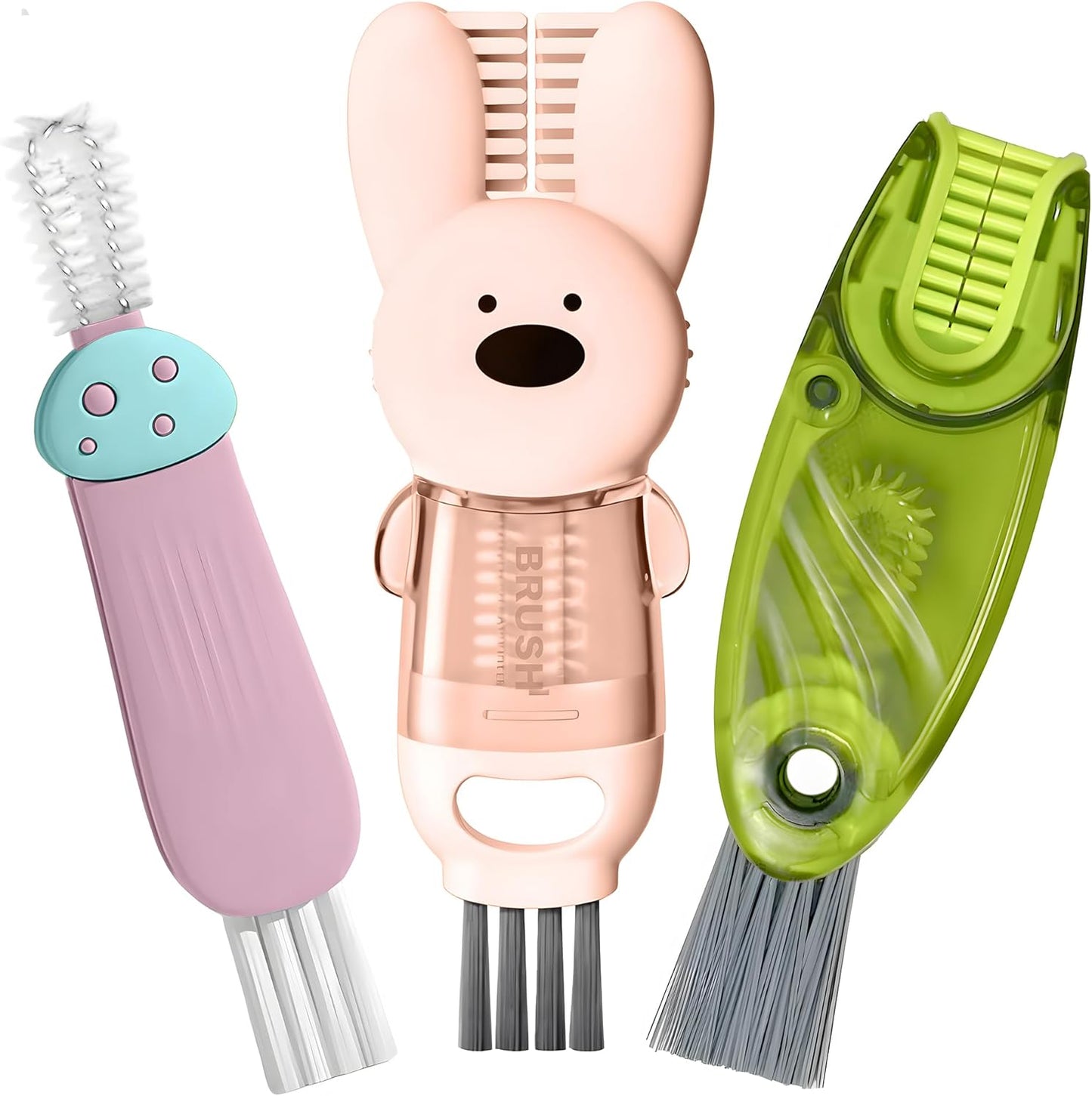 Cup Lid Cleaning Brush, Multifunctional Set with 3 in 1 Lid Cleaner and Two 4 in 1 Cup Lid Cleaning Brushes, Cleaning Brush Tool for Bottles, Straws, Tumblers, Travel Mug Caps, Portable Kit (Blue)