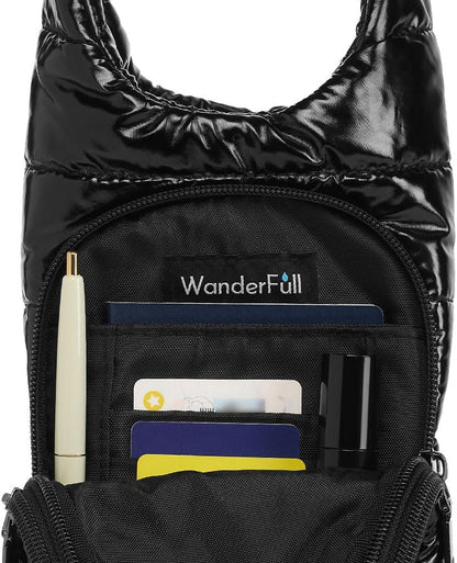 WanderFull Original HydroBag Fits Up to 32 oz Water Bottle Holder with Strap – Hands-Free Crossbody Water Bottle Carrier Bag with Phone Pocket - Colors B