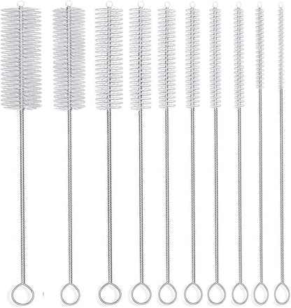 Long Straw Brush, Nylon Pipe Tube Cleaner 8-ihch 10 Different Diameters Set of 10
