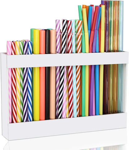New Upgrade 9.5" Large Acrylic Straw Holder for Cabinet Door-Reusable Tumbler Straw Organizer Storage,Small Kitchen Organizers and Storage Accessories Container,Ultra Sticky Cupboard Door Mounted