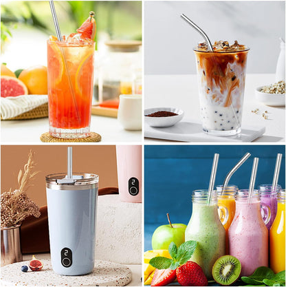 VEHHE Metal Straws Stainless Steel Straws Drinking Straws Reusable - 10.5" Ultra Long 4 + 1 - W/Cleaning Brush for 20/30 Oz for Yeti RTIC SIC Ozark Trail Tumblers (2 Straight|2 Bent|1 Brush)