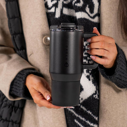 HydroJug Coffee Traveler 20 oz - Leak-Resistant, Ceramic-Lined Insulated Travel Coffee Mug for Hot or Cold Drinks with Flip Lid & Handle, Dishwasher Safe Coffee Tumbler, Cascade