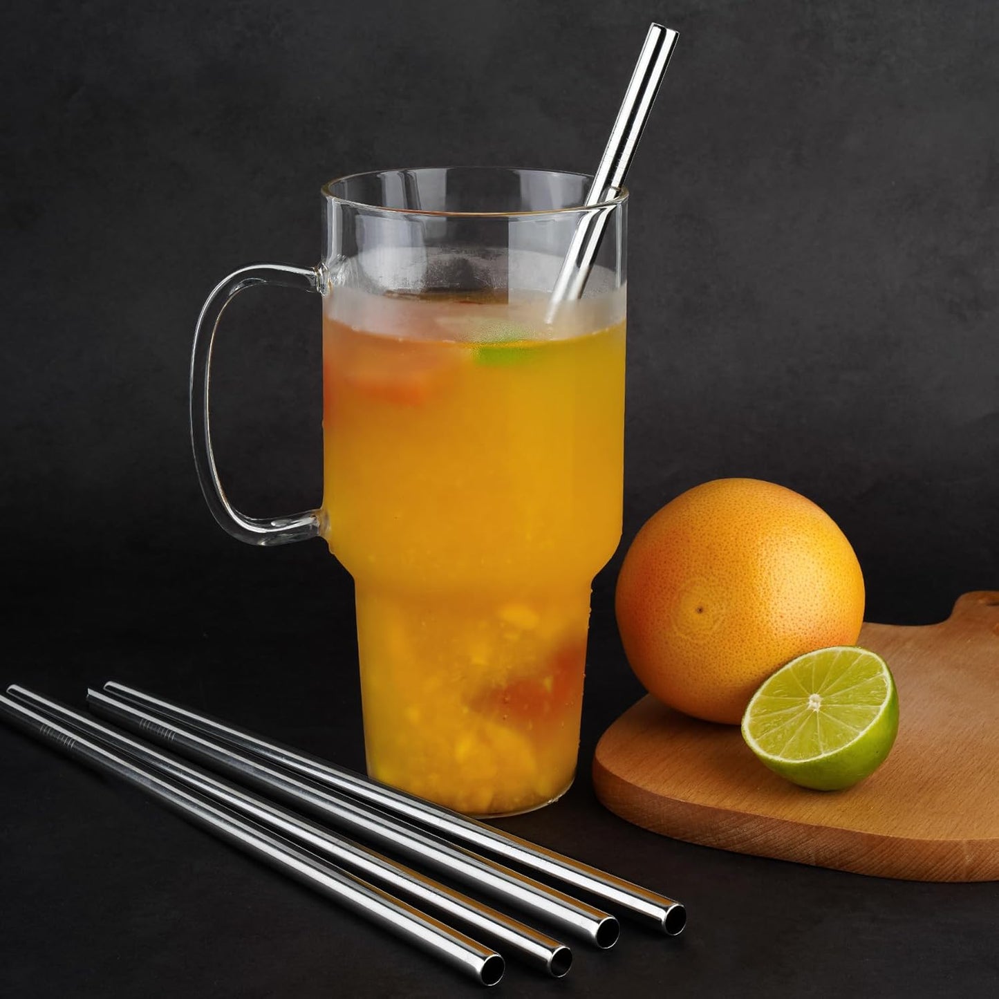 Tomorotec 8-Pack Stainless Steel Straws Fit for 40oz Stanley Tumblers, 12" Metal Straws Fit for Stanley Cup with 1 Brush, Reusable Drinking Straws for Smoothies, Milkshakes, Dishwasher Safe & BPA-Free