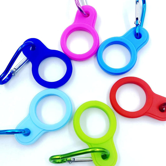 6 Pcs Silicone Water Bottle Buckle with Carabiner Clip Portable Secure Bottle Holder Hanging Rings Silicone Buckle Portable Hiking Camping Water Bottle Accessories