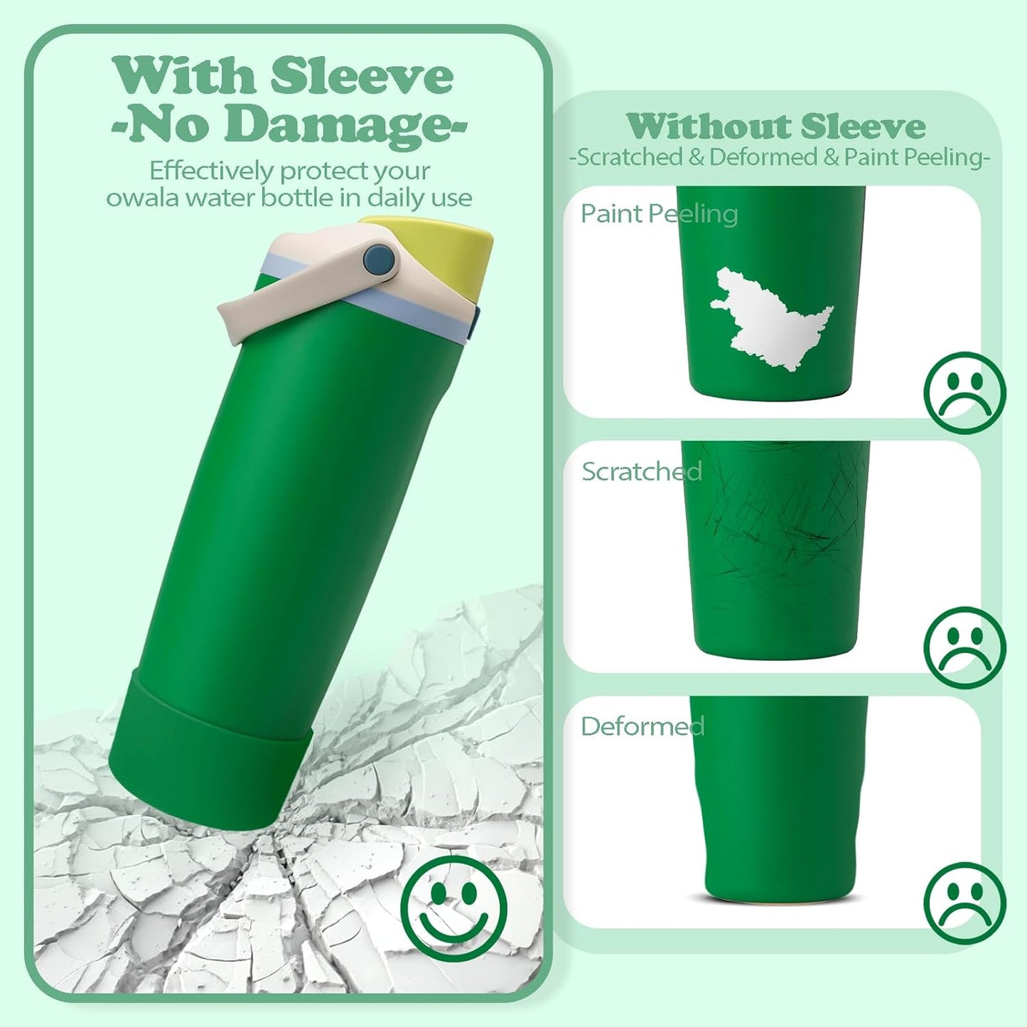 2PCS Silicone Boots for Owala 30oz & 40oz FreeSip Sway Bottles & Tumblers – Non-Slip, Scratch-Resistant, Stability Enhancer for Owala Accessories (Eucalyptus Green) - Colors B