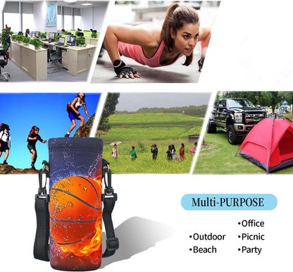 RICHEN Neoprene Water Bottle Carrier Bag with Adjustable Shoulder Strap,Insulated Water Bottle Cover for Stainless Steel/Glass/Plastic Bottles