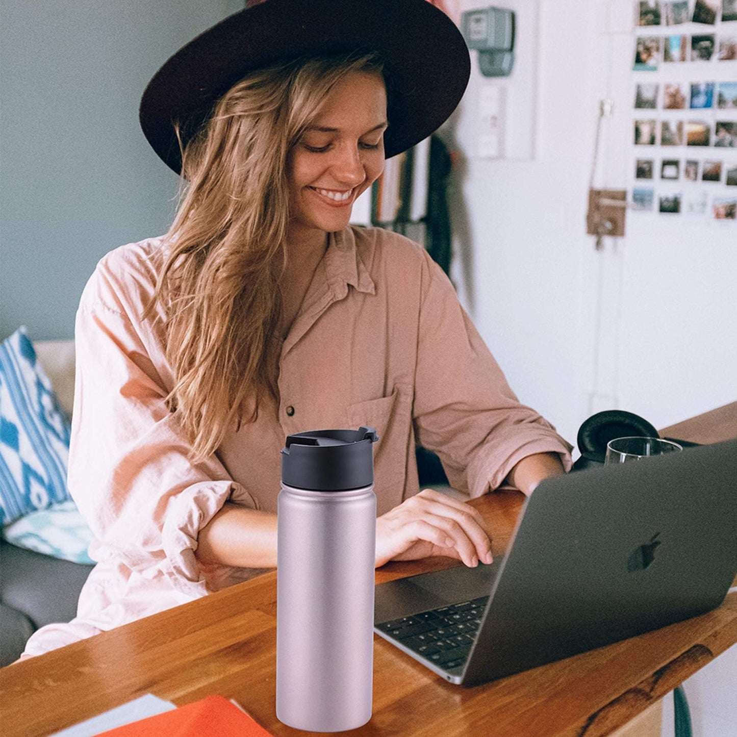 Sivaphe Tea Infuser Bottle With Removable Loose Leaf Tea Strainer Cup 18/8 Stainless Steel Portable Insulated Travel Tea Tumbler Black
