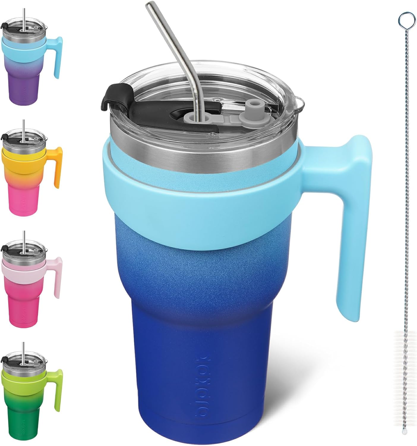 BJPKPK Tumbler With Handle And Straw Lid 40 oz Stainless Steel Insulated Coffee Tumbler Cups For Home, Office or Car,Turquoise