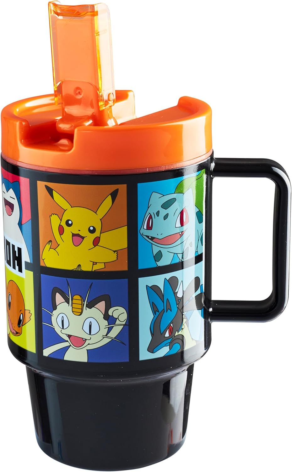 Get Trend Pokemon Kids Water Bottle with Straw 16.9 oz BPA Free Plastic Cup with Lid Reusable Tumbler Pikachu Anime Gifts for Kids (Black Pokemon)
