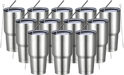 MEWAY 30oz Tumbler Double Wall Vacuum Insulated Travel Mug, Stainless Steel Tumbler with Lid, Durable Powder Coated Insulated Coffee Cup for Cold & Hot Drinks (Silver,1 PACK)
