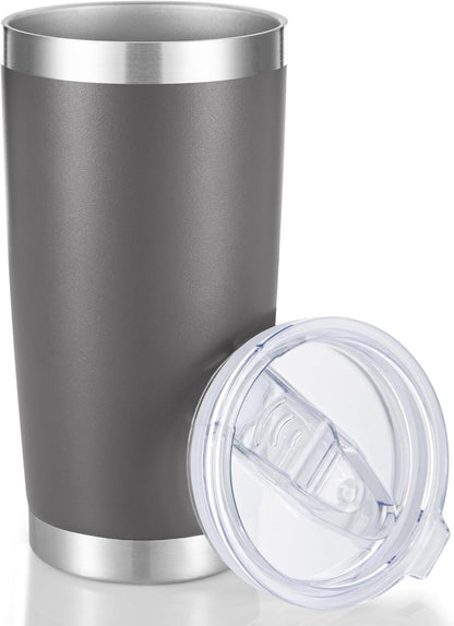 20 oz Tumblers Bulk Stainless Steel Tumbler with Lid Double Wall Vacuum Insulated Coffee Mug 20oz Powder Coated Cup for Hot and Cold Drinks, Stainless, 6 pack