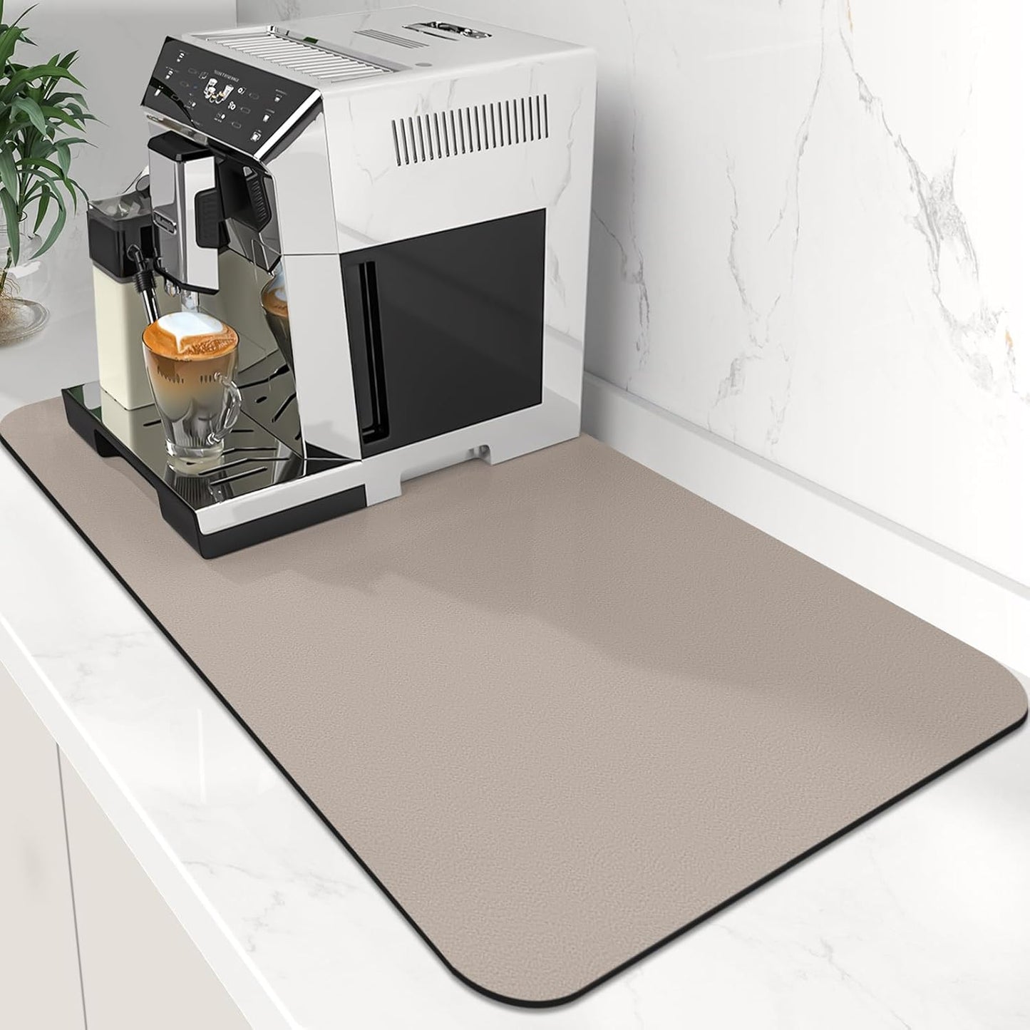 WISELIFE Coffee Mat Super Absorbent Dish Drying Mat Coffee Bar Accessories Match with Machine Large Drying Mats for Kitchen Counter 12" W x 19" L, Black
