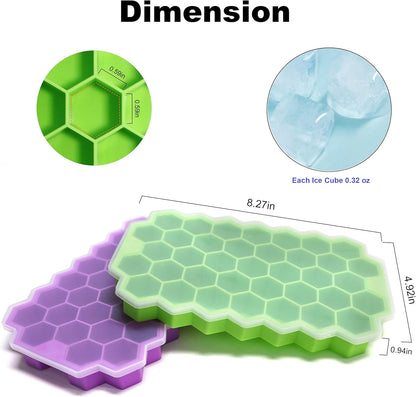 Ice Cube Trays for Freezer with Lid-37 Grid Silicone for Small Ice Cube Molds,Easy-Release Reusable in Organizer Bins or Ice Bucket for Cocktail bar or Iced Coffee Cup