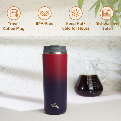 Konokyo Tumbler with Lid, 16 oz Travel Coffee Mug Double Wall Vacuum Stainless Steel Thermal Metal Cup Insulated Water Bottle,Navy Blue