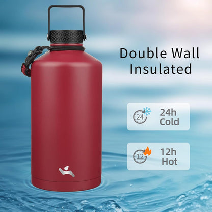 Konokyo 22oz Stainless Steel Bottles with 3 Lids Sport Insulated Water Bottle,Mint