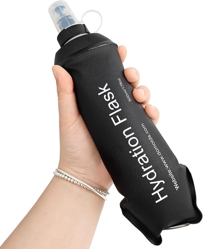 GYGYL Soft Flask, TPU Collapsible Soft Water Bottle for Hydration Pack, Running Vest, Leak-Proof Folding Water Bottle for Hiking Cycling Climbing Jogging-250ml Grey