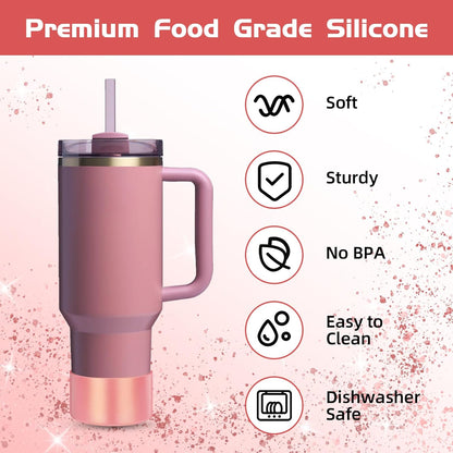 Glossy Gradient Silicone Boot, Compatible with Stanley H2.0 20-40oz & IceFlow 20-30oz, Chameleon Metallic Shimmer Cup Sleeve Protector for Hydroflask and Bottle Bottom with 2.8-3in