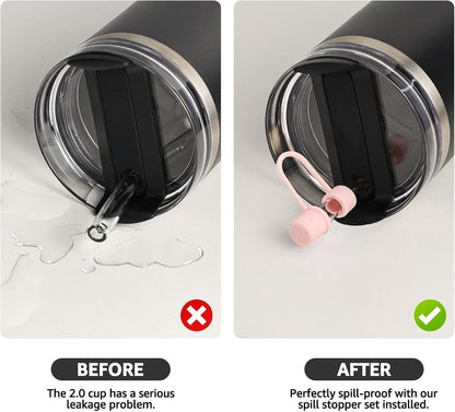 MOLOSLEEVE 21 Colors Straw Toppers Include A Set of Leak-proof Plugs, for Stanley Straw Covers Cap for Stanley Cup 2.0 30oz, 40oz, Silicone, Dust-Proof （Clear）