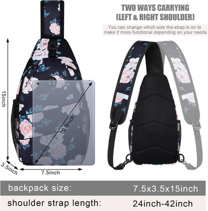 Pritent Crossbody Bags for Women Men Trendy Sling Bag Backpack Casual Chest Bag with Convertible Shoulder Strap