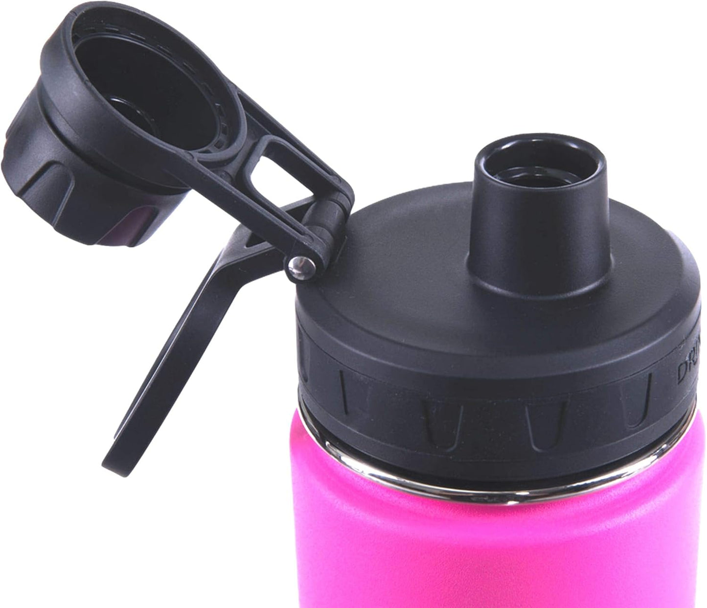 Drinco Stainless Steel Water Bottle Spout Lid Vacuum Insulated Double Wall Water Bottle Wide Mouth (40oz 32oz 22oz 18oz 14oz) Leak Proof Keep Cold Sport Camping Hiking (22 oz, 22oz Black)