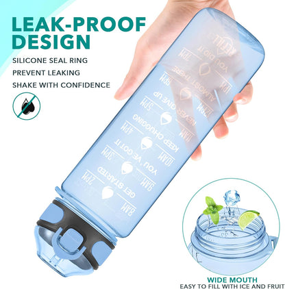 Enerbone 32 oz Drinking Water Bottle with Times to Drink and Straw, Motivational with Carrying Strap, Leakproof BPA & Toxic Free, Ensure You Drink Enough Water for Fitness Gym Outdoor