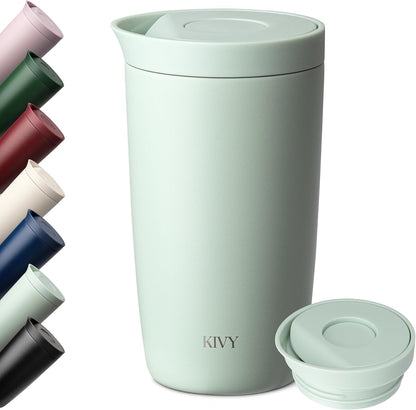 KIVY Travel Coffee Mug Tumbler [24h Cold | 6h Hot] Insulated Coffee Tumbler Stainless Steel - Leak Proof Coffee Travel Mug - 12oz Insulated cup to go for hot & cold drinks - Cups for Women & Men