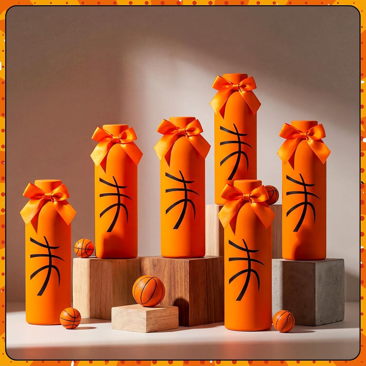 6 Pcs Softball Team Gifts Water Bottles Bulk 17 oz Softball Party Favors Decorations Stainless Steel Sports Tumblers with Bow Vacuum Insulated Reusable Leakproof Bottles for Birthday Father