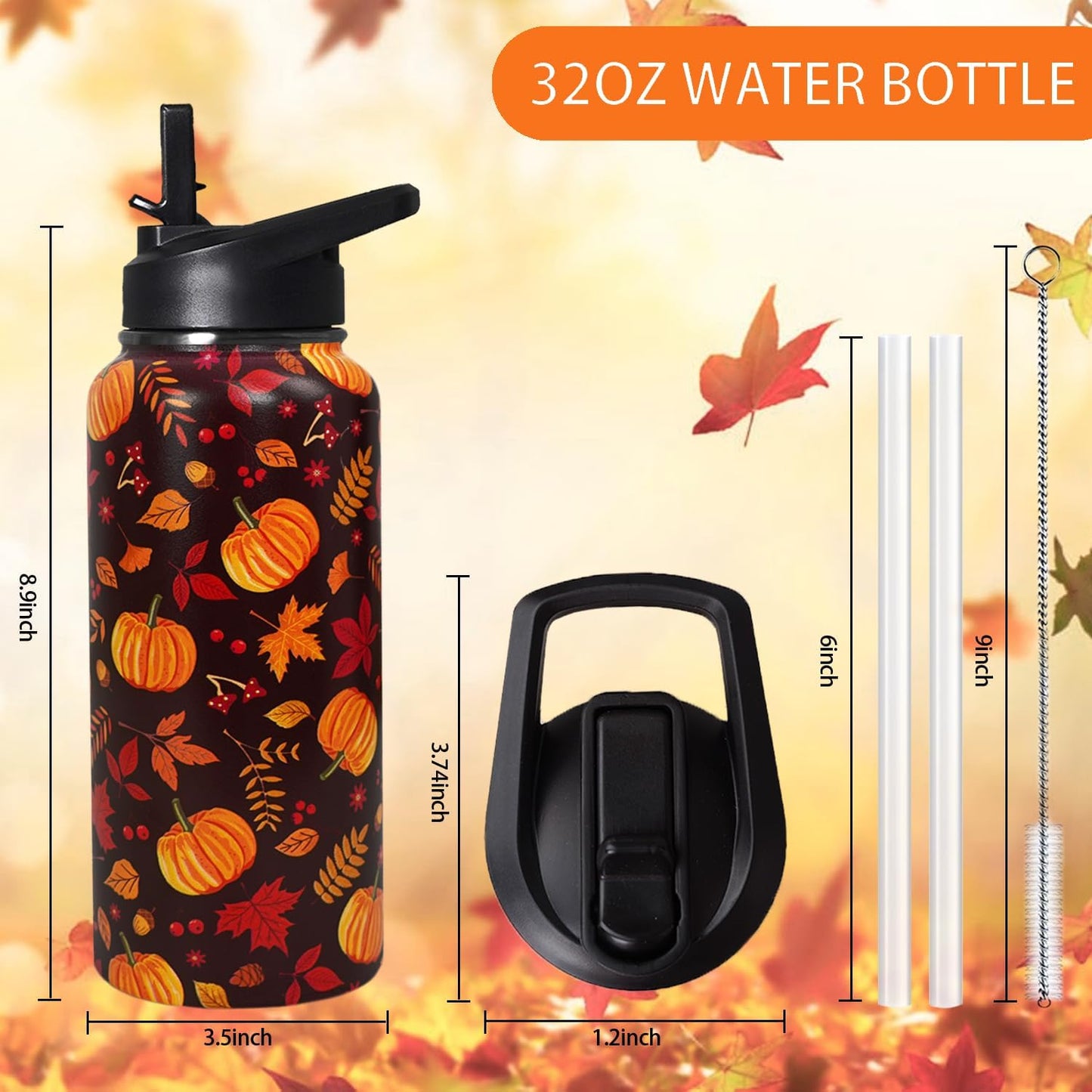 32 oz Pickleball Insulated Water Bottle with Straw - Pickleball Gym Hiking Sports Coffee Mug | Perfect Pickleball Gifts for Women, Pickleball Decor Accessories