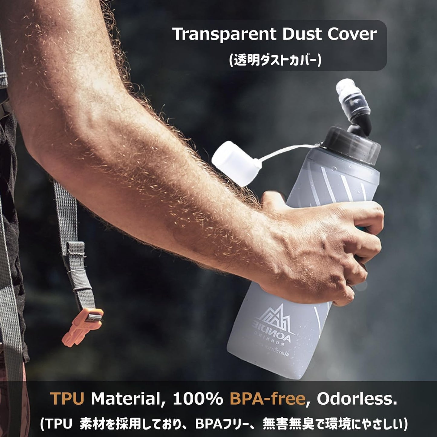 Azarxis TPU Soft Flask Collapsible Water Bottles BPA-Free 250ml 350ml 500ml for Hydration Vest Pack Running Hiking Cycling Climbing