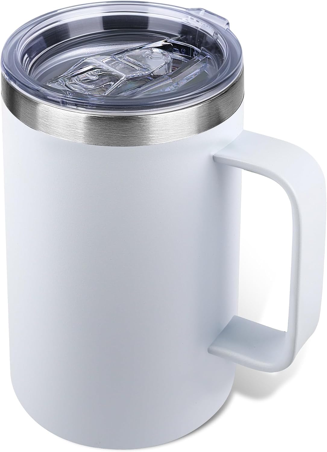 22oz Insulated Coffee Mug with Handle & Leak-Proof Lid - Double Wall Stainless Steel Travel Tumbler for Commute/Office/Home, Orange, 1 Pack