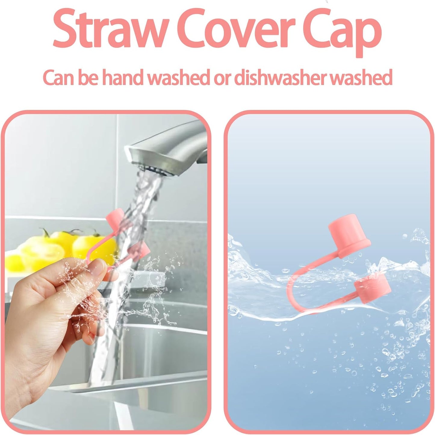 6PCS Silicone Straw Covers Cap Compatible with Stanley Cup 30-40 oz Tumbler with Handle 10mm Straw Toppers，Dust-Proof Reusable Straw Cover for Stanley Cup Accessories (Black)
