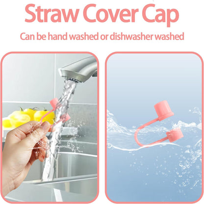 6PCS Silicone Straw Covers Cap Compatible with Stanley Cup 30-40 oz Tumbler with Handle 10mm Straw Toppers，Dust-Proof Reusable Straw Cover for Stanley Cup Accessories (Black)