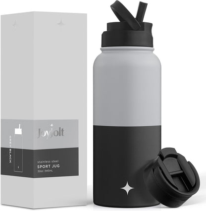 JoyJolt Triple Insulated Water Bottle with Straw Lid AND Flip Lid! 22oz Water Bottle, 12 Hour Hot/Cold Vacuum Insulated Stainless Steel Water Bottle. BPA-Free Leakproof Water Bottles - Thermos Bottle